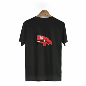 1 Mayıs Emekçilerimiz İçin Özel Tasarım Bayraklı Emekçi Baskılı T-shirt - Siyah