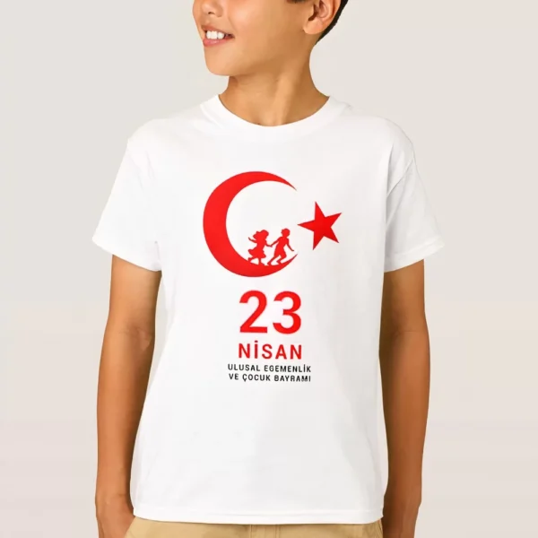 23 Nisan Çocuk Bayramı Baskılı Özel T-shirt - Beyaz - Görsel 2