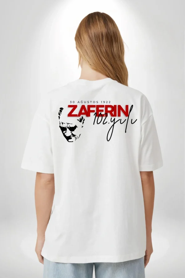 30 Ağustos Unisex Baskılı T-shirt - Beyaz - Görsel 2