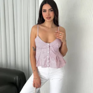 Askılı Dekolte deraylı crop - Kırmızı