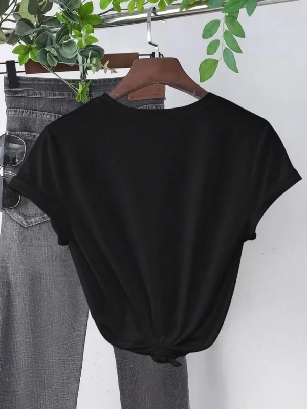 Baskılı Kadın T-shirt - Siyah - Görsel 2