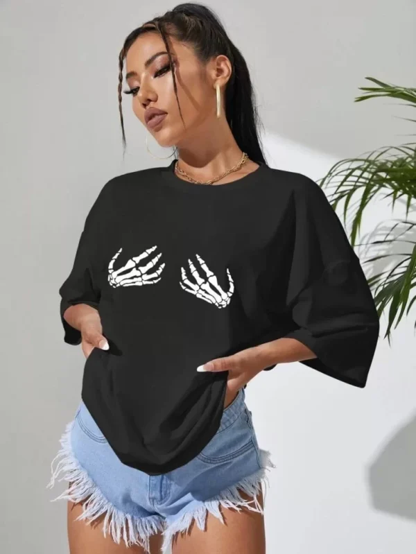 Baskılı Kadın T-shirt - Siyah - Görsel 2