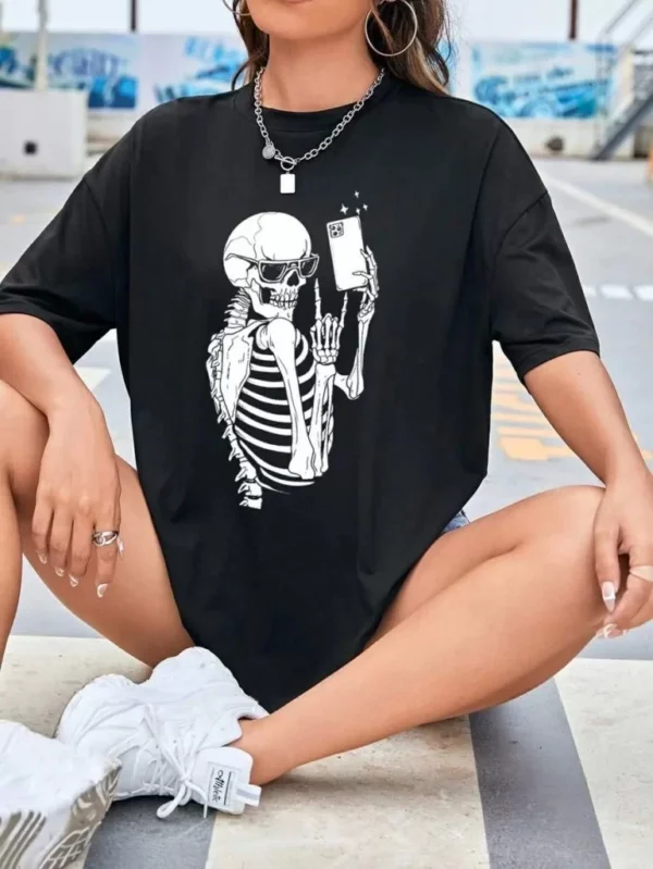 Baskılı Kadın T-shirt - Siyah - Görsel 2