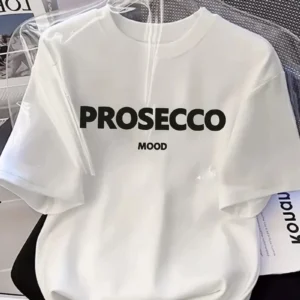20/1 Penye Compack Baskılı Oversize Kısa Kol Bisiklet Yaka T-shirt - Beyaz