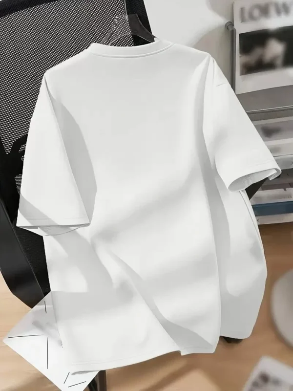 20/1 Penye Compack Baskılı Oversize Bisiklet Yaka Kısa Kol Yazlık T-shirt - Beyaz - Görsel 2