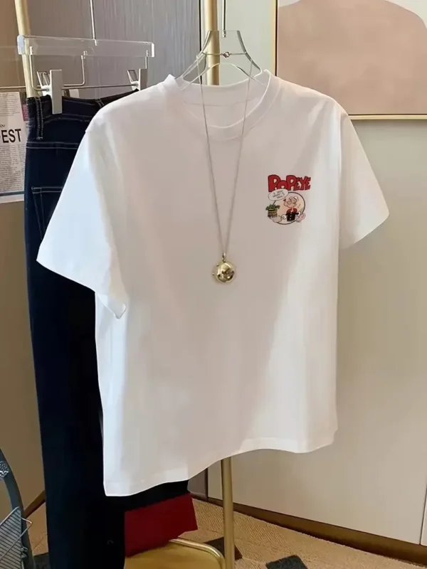 Erkek Oversize Tişörtü  Popeye the Sailor Retro Vintage Ispanak | Hediye olarak idealdir, farklı boyutları mevcuttur. - Beyaz - Görsel 2