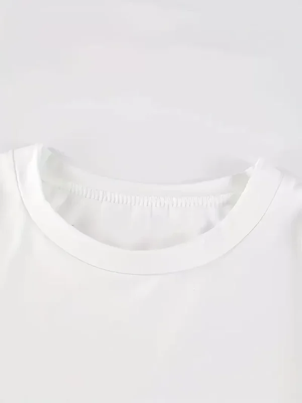 20/1 Penye Compack Baskılı Oversize Kısa Kol Bisiklet Yaka T-shirt - Beyaz - Görsel 2