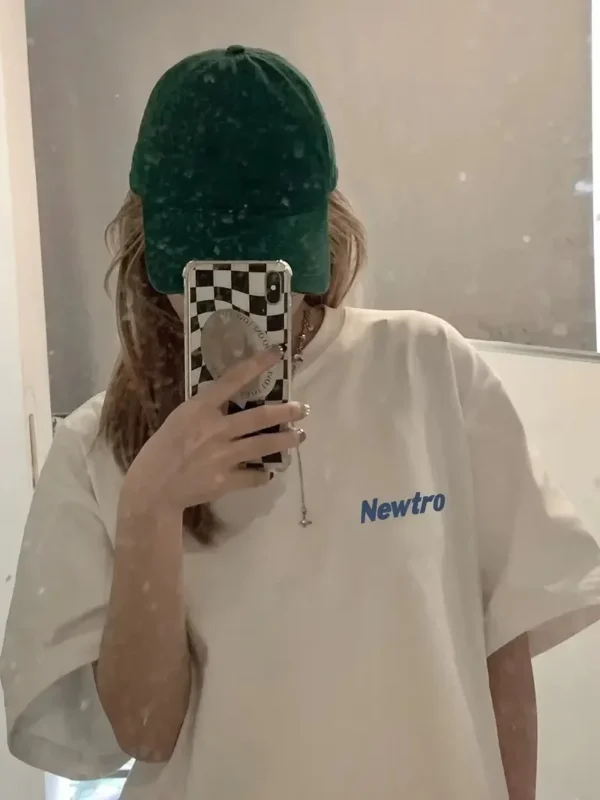 Newtro Baskılı Oversize Bisiklet Yaka T-shirt - Beyaz - Görsel 2
