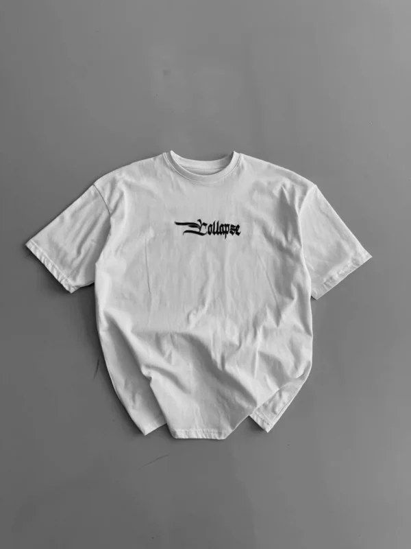 20/1 Penye Compack Baskılı Oversize Bisiklet Yaka Kısa Kol Yazlık T-shirt - Beyaz - Görsel 2