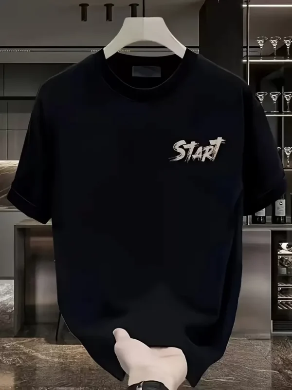 20/1 Penye Compack Start All Over Baskılı Oversize Bisiklet Yaka Kısa Kol T-shirt - Siyah - Görsel 2