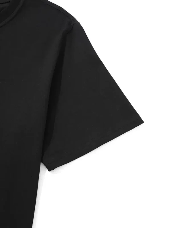 20/1 Penye Compack Uçak Baskılı Oversize Bisiklet Yaka Kısa Kol T-shirt - Siyah - Görsel 2
