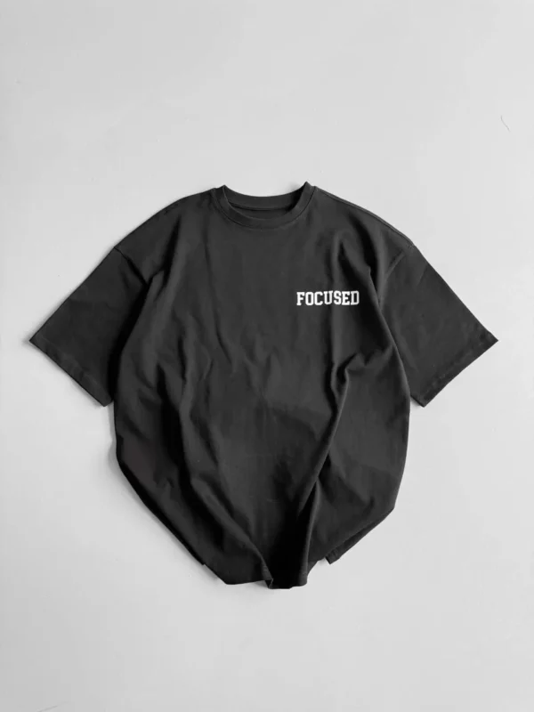 20/1 Penye CompackBaskılı Oversize Bisiklet Yaka Kısa Kol Yazlık T-shirt - Siyah - Görsel 2