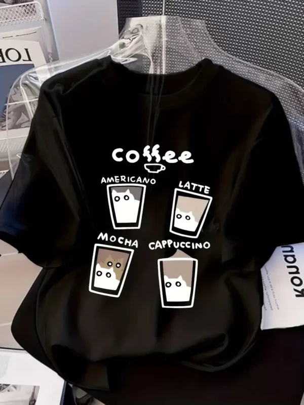 20/1 Penye Compack Baskılı Oversize Bisiklet Yaka Kısa Kol Yazlık T-shirt - Siyah