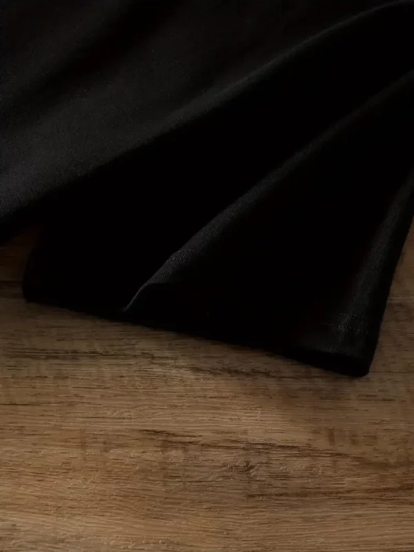 20/1 Penye Compack Ayı Baskılı Oversize Bisiklet Yaka Kısa Kol T-shirt - Siyah - Görsel 2