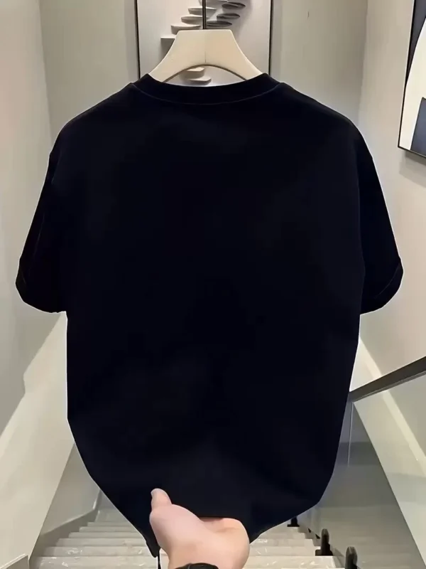 20/1 Penye Compack Day One Baskılı Oversize Bisiklet Yaka T-shirt - Siyah - Görsel 2