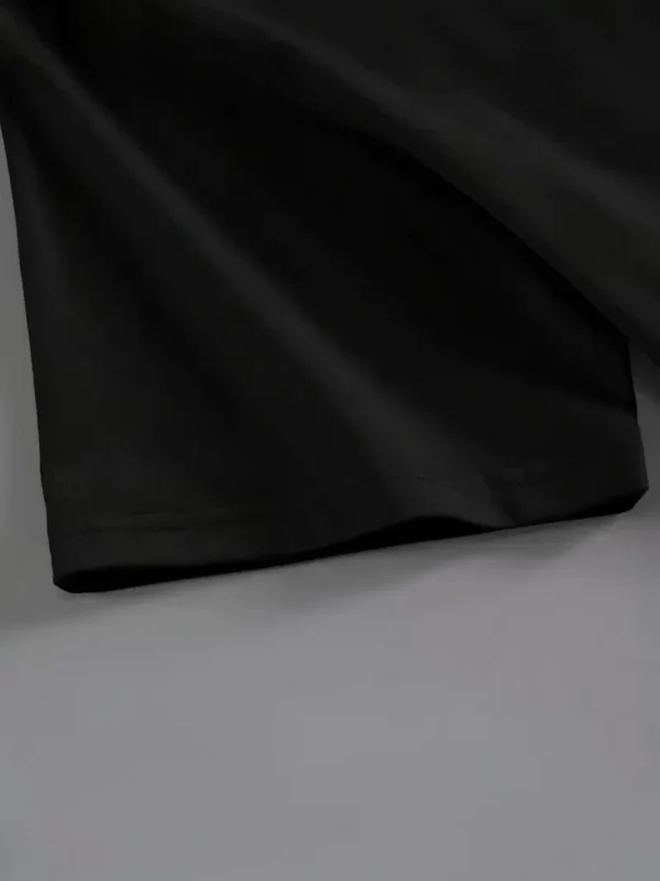 20/1 Penye Compack Baskılı Oversize Kahve Desenli Kadın Kısa Kol Yazlık T-shirt - Siyah - Görsel 2