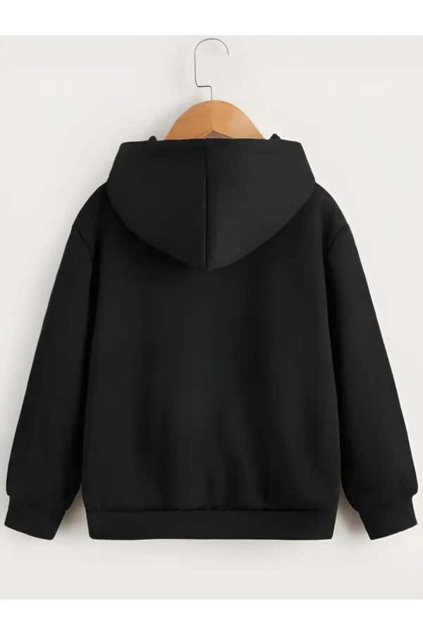 Çocuk Unisex Kapüşonlu Music On-Off Baskılı Sweatshirt - Siyah - Görsel 2