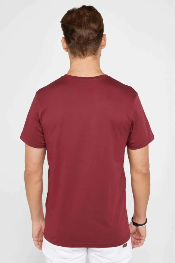 Erkek 24/1 Düz A Kalite Oversize T-shirt - Bordo - Görsel 2