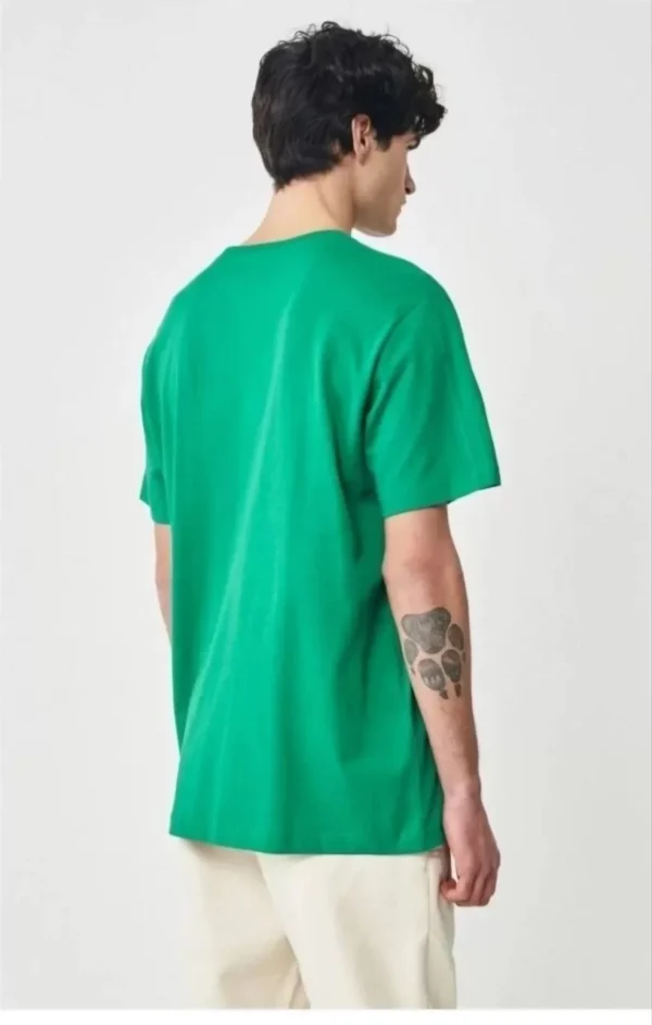 Erkek 24/1 Düz A Kalite Oversize T-shirt - Yeşil - Görsel 2