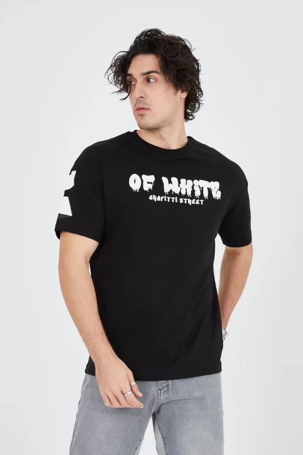 Erkek 24/1 Penye Baskılı T-Shirt - Siyah - Görsel 2