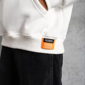 Erkek Armalı Baskılı Kapüşonlu Sweatshirt - Beyaz