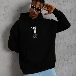Erkek Baskılı Kapüşonlu Sweat - Siyah