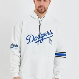 Erkek Baskılı Kapüşonlu Üç İplik Oversize Sweatshirt - Beyaz