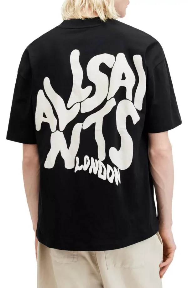 Erkek Baskılı Oversize T-shirt - Siyah - Görsel 2
