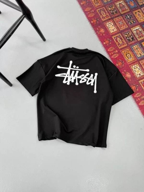 Erkek Baskılı Oversize T-shirt - Siyah - Görsel 2