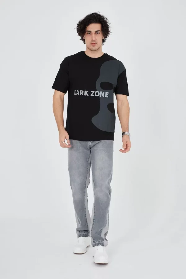 Erkek Baskılı T-Shirt - Siyah - Görsel 2