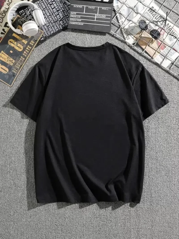 Erkek Dağ Grafikli Tişört, Yaz için Büyük Beden Rahat T-shirt - Siyah - Görsel 2