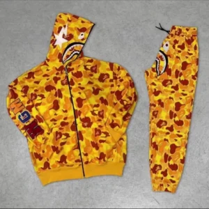 Unisex Pubg Bape x Shark Eşofman Takımı - Sarı