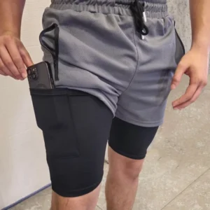İç Cepli Sporcu Alt Taytlı Şort - GRİ
