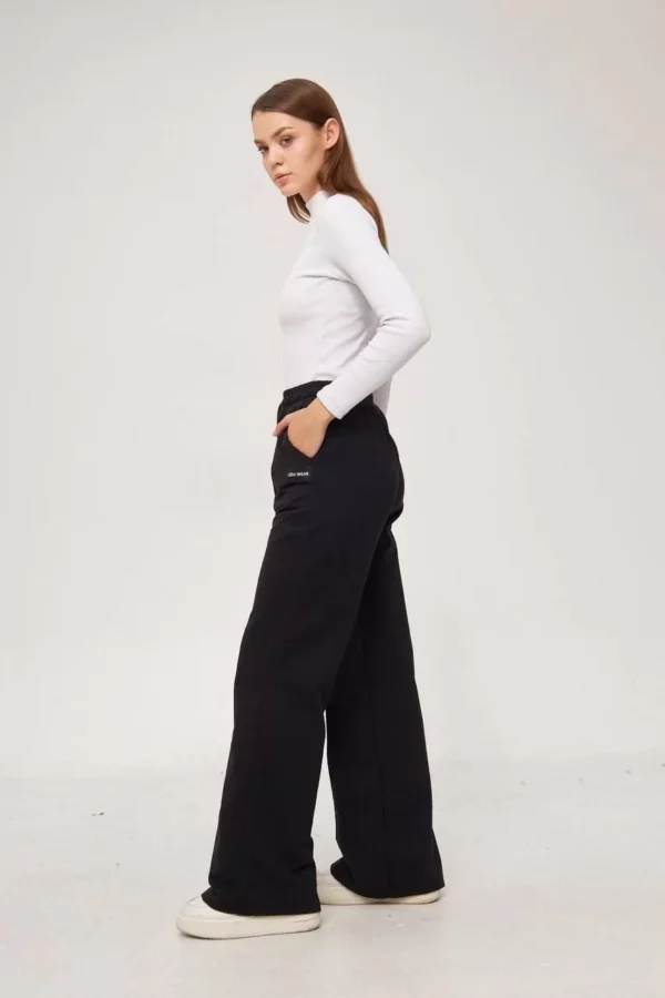İki iplik Bol Paça Eşofman Pantalon - Siyah - Görsel 2