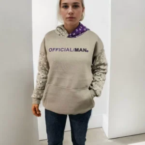 Kadın Baskılı Kapüşonlu Sweatshirt - Gri