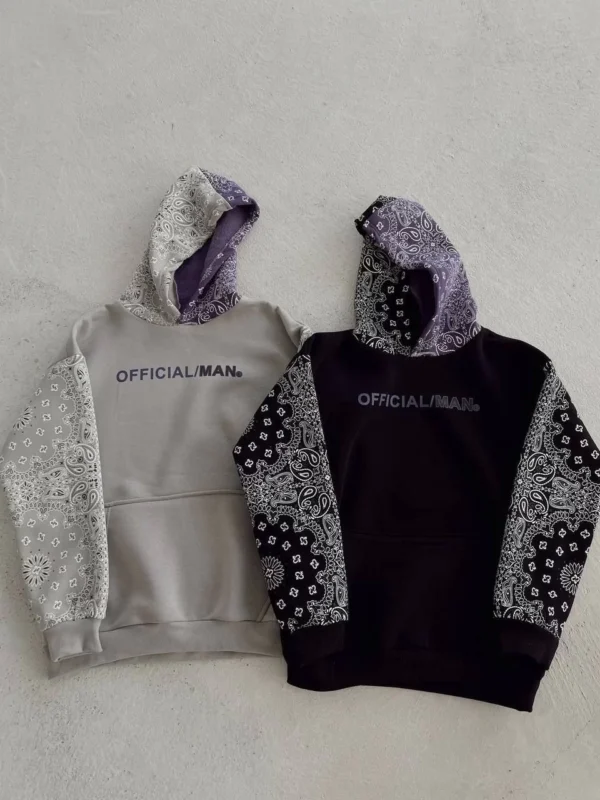 Kadın Baskılı Kapüşonlu Sweatshirt - Gri - Görsel 2