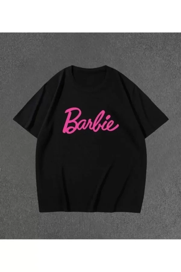 Kadın Baskılı Oversize T-shirt - Siyah - Görsel 2