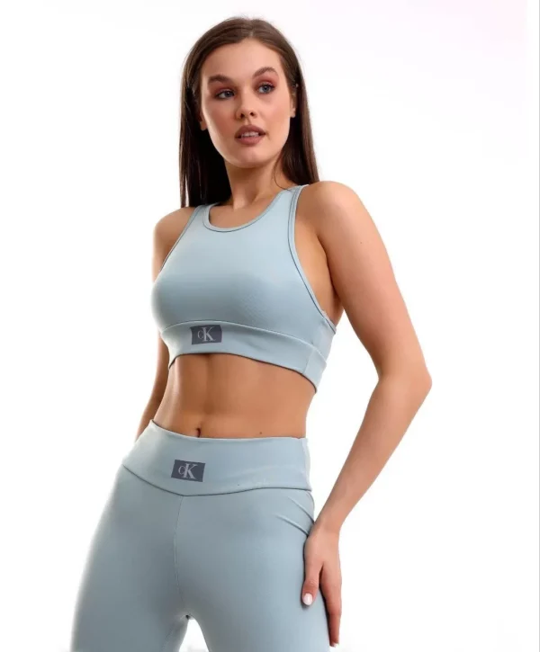 Kadın Crop Tayt İkili Spor Takımı - Gri - Görsel 2