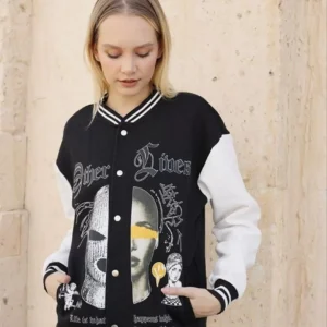 Kadın Oversize Kolej Ceket - Siyah