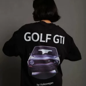Kadın Sırt Golf Gtı Baskılı Oversize T-shirt - Siyah