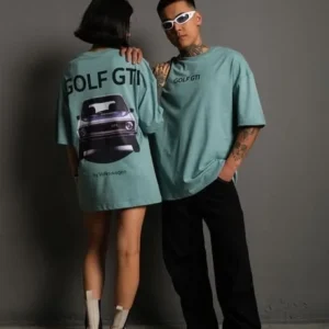 Kadın Sırt Golf Gtı Baskılı Oversize T-shirt - Mint Yeşili