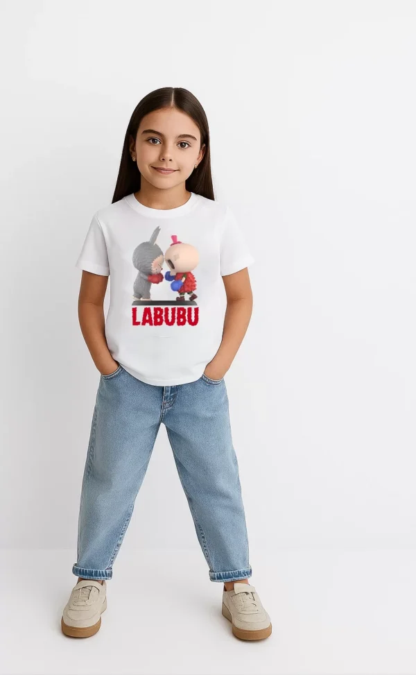 Kız Labubu Çocuk Baskılı T-Shirt - Beyaz - Görsel 2