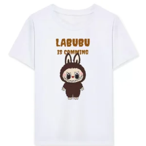 Kız Labubu Çocuk Baskılı T-Shirt - Beyaz