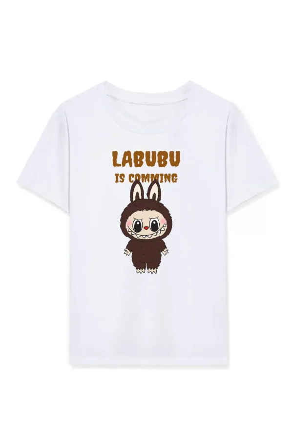 Kız Labubu Çocuk Baskılı T-Shirt - Beyaz