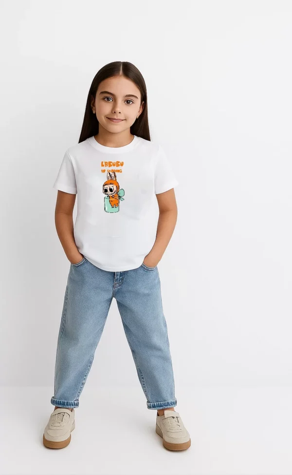 Kız Labubu Çocuk Baskılı T-Shirt - Beyaz - Görsel 2