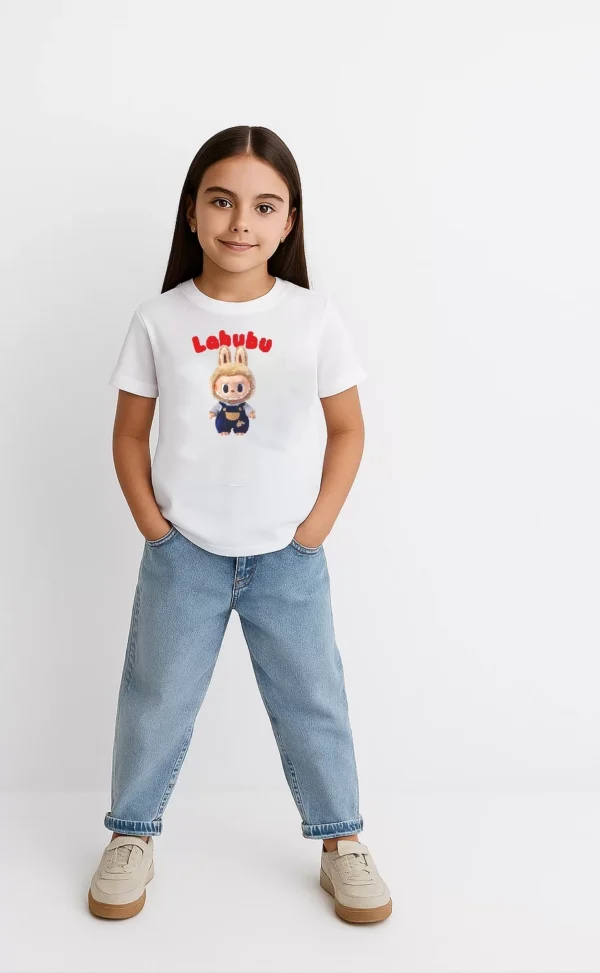 Kız Labubu Çocuk Baskılı T-Shirt - Beyaz - Görsel 2