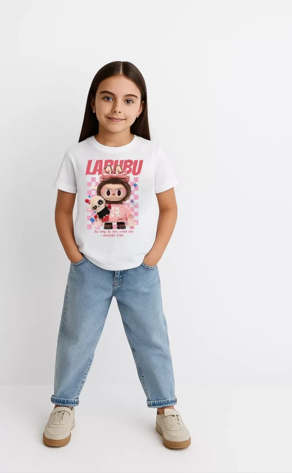 Kız Labubu Çocuk Baskılı T-Shirt - Beyaz - Görsel 2