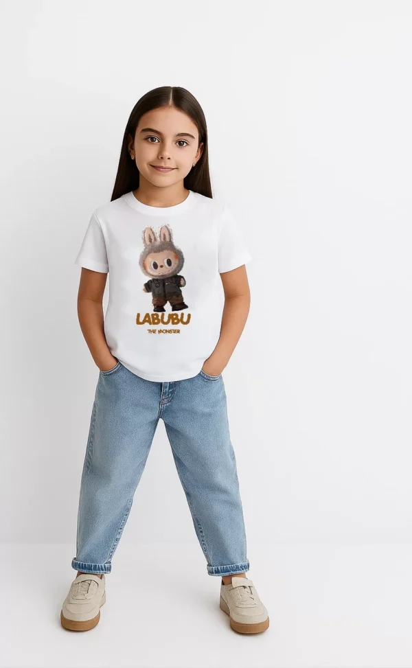 Kız Labubu Çocuk Baskılı T-Shirt - Beyaz - Görsel 2