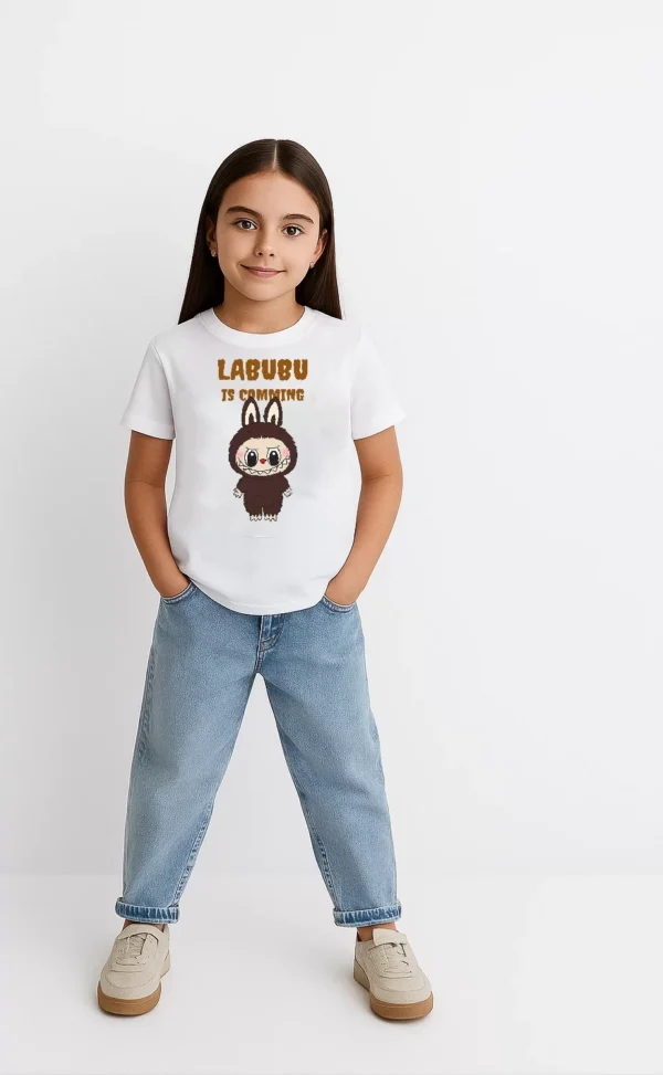 Kız Labubu Çocuk Baskılı T-Shirt - Beyaz - Görsel 2