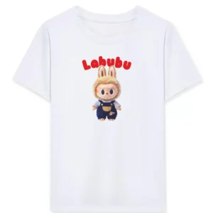 Kız Labubu Çocuk Baskılı T-Shirt - Beyaz